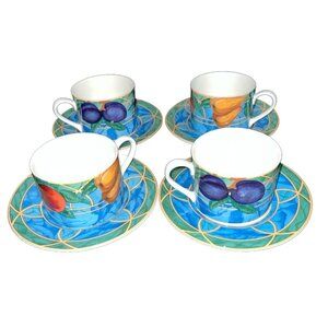 Victoria Beale Forbidden Fruit Cups &amp; Saucers‎ Set Of 4 9024 Vintage Cottage